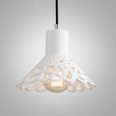 Hollow Out Suspension Light Modernism Concrete 1 Light Hanging Lamp in White/Paver Gray/Yellow