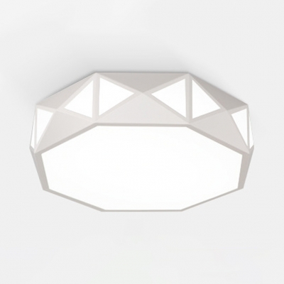 White Polygon LED Lighting Fixture with Acrylic Shade Simple Modern Flush Light Fixture for Study Room