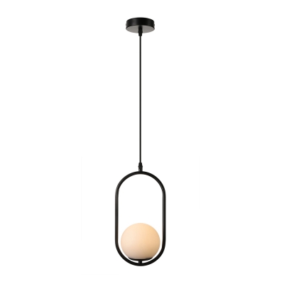1/2 Lights Global Suspension Light with Black/Gold Oblong Metal Frame Nordic Style Pendant Lamp for Restaurant