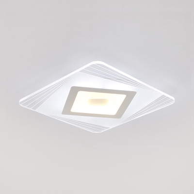 Square Disc LED Flush Light Nordic Style Hallway Bedroom White Acrylic Flush Mount Lighting