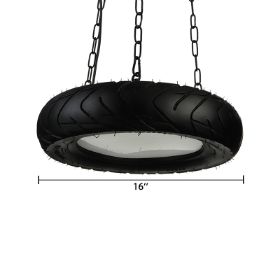 Tyre LED Pendant Light Industrial Style Metal Single Light Hanging Fixture in Cold White Light