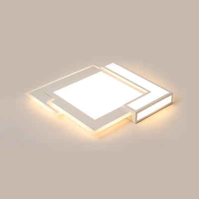Ultrathin Block LED Flush Mount Modernism Metal Surface Mount Ceiling Light in White for Office