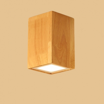 Wooden Cubic LED Ceiling Light Nordic Simple Corridor Hallway Flush Mount Lighting