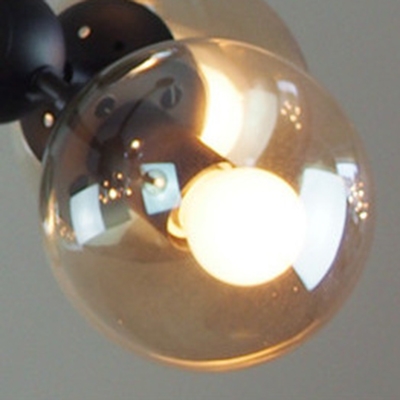 8-Light Sphere Shade Chandelier Hand Blown Glass Modern Lighting in Textured Black Finish