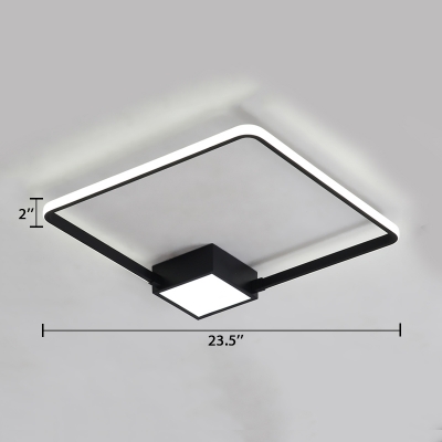 Acrylic Square Ring LED Lighting Fixture Simplicity Ultra Thin Ceiling Flush Mount in Black/White