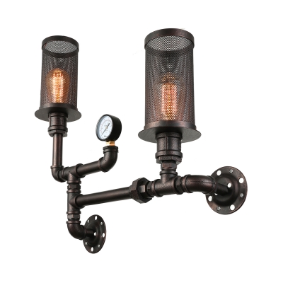 Industrial Pipe Style LED Wall Sconce with Two Lights