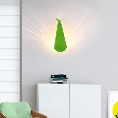 Peacock LED Wall Lamp Green/Pink/Yellow Decorative Metallic Sconce Light for Children Bedroom