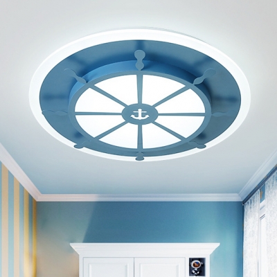 Round Rudder Led Ceiling Light Blue Pink Lighting Fixture With