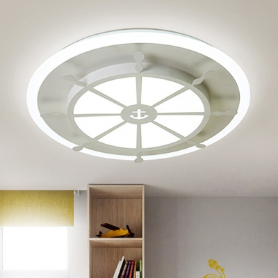 White Round Rudder Flush Mount Nordic Style Acrylic Surface Mount LED Light for Children Room