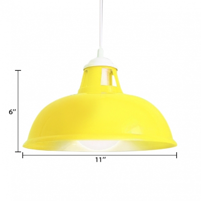 Domed Pendant Light with Acrylic Shade Modern Suspension Light in Green/Red/Yellow