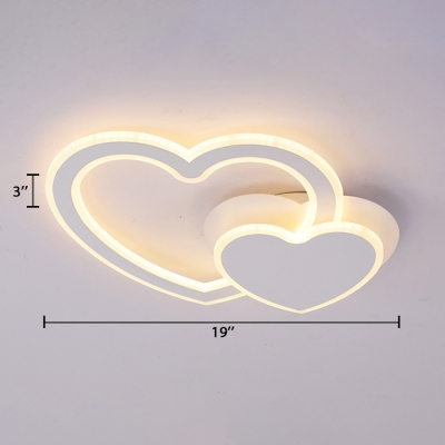 Lovely Heart Shape LED Ceiling Lamp White Acrylic Decorative Flush Light Fixture for Children Room