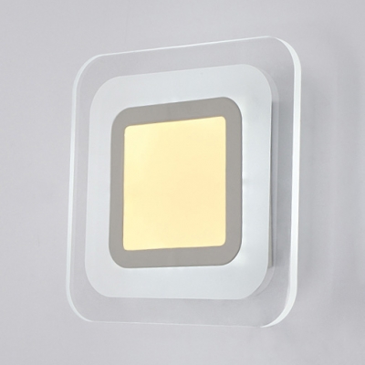 Square Disc LED Wall Mount Fixture White Acrylic Shade Sconce Lighting for Hallway Corridor