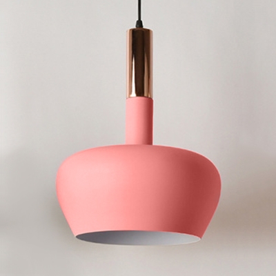 Macaron Nordic Domed Hanging Lamp with Metal Shade Single Pendant Light in Blue/Yellow/Pink for Kids