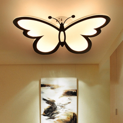 Black Super-thin Butterfly Flush Mount Acrylic Lampshade LED Flush Ceiling Light for Baby Kids Room