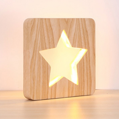 Wooden Desk Light with Star Design Minimalist Modern LED Standing Table Light for Study Room Bedside