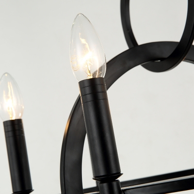 Wrought Iron Style 6 Light Matte Black Candle Chandelier
