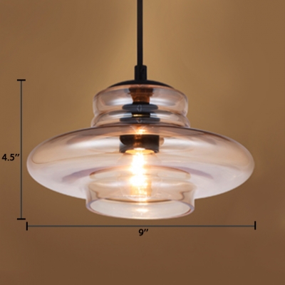Brown Glass Rippled/Ovale Hanging Light Contemporary Single Head Pendant Lighting for Coffee Shop