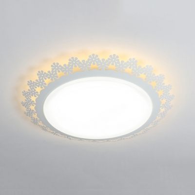 Bowl Flush Mount with Blossom White Acrylic Lampshade LED Flush Light Fixture for Study Room