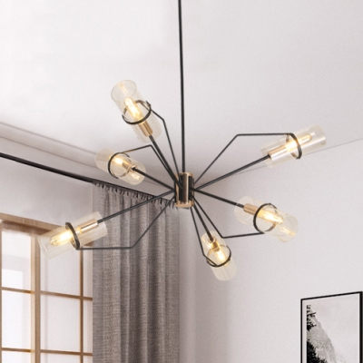 Modernism Tube Chandelier Lamp Clear Glass 1/3/6 Lights Hanging Ceiling Lamp in Brass for Dining Room