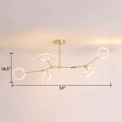 Plastic Looped Hanging Lamp Nordic Style 5/6/7 Lights Chandelier Lighting in Warm/White for Sitting Room