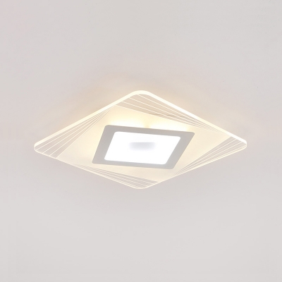Square Disc LED Flush Light Nordic Style Hallway Bedroom White Acrylic Flush Mount Lighting