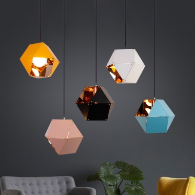 Post Modern Faceted Pendant Lamp Metallic 1 Head Decorative Hanging Ceiling Lamp for Coffee Shop