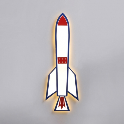 Cartoon Rocket LED Flush Mount Boys Room Game Room Ultrathin Acrylic Lighting Fixture in Warm/White