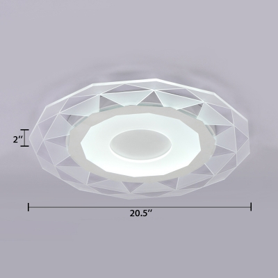 Diamond Design Surface Mount LED Light White Acrylic Eye Protection Flush Mount for Living Room