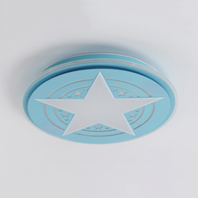 Round Disc LED Flush Light Blue/Pink/Yellow Super-thin Acrylic Ceiling Fixture for Boys Girls Bedroom