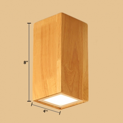 Wooden Cubic LED Ceiling Light Nordic Simple Corridor Hallway Flush Mount Lighting