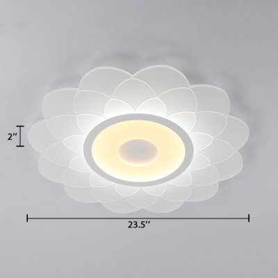 Acrylic Surface Mount LED Light with Bloom Nordic Style White Flush Mount for Girls Bedroom