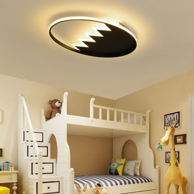 Children Room Zigzag Design Lighting Fixture Nordic Style Acrylic LED Flush Mount in Black/White