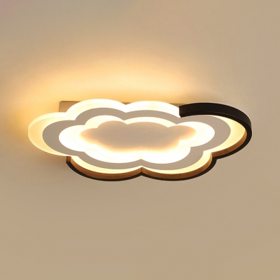 Kindergarten Cloud Shape Flush Light with Acrylic Shade Modern LED Ceiling Fixture in Warm/White