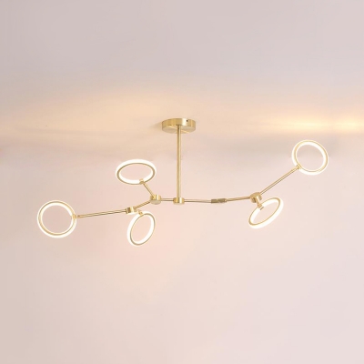 Plastic Looped Hanging Lamp Nordic Style 5/6/7 Lights Chandelier Lighting in Warm/White for Sitting Room