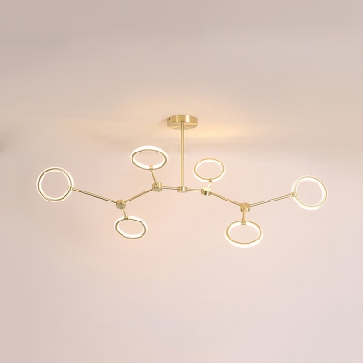 Plastic Looped Hanging Lamp Nordic Style 5/6/7 Lights Chandelier Lighting in Warm/White for Sitting Room