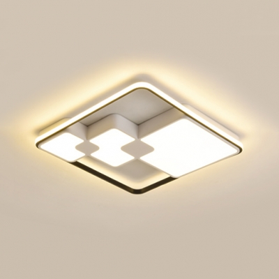 White Block Surface Mount LED Light Modern Design Metallic Flush Ceiling Light for Dining Room