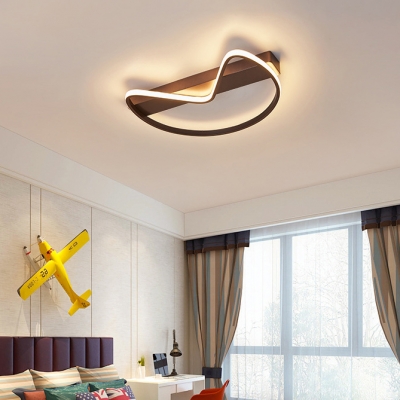 Acrylic LED Ceiling Fixture with Linear Canopy Minimalist Coffee/White Flush Mount for Living Room