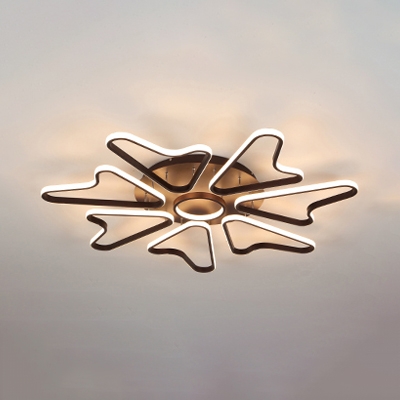Acrylic Semi Flush Light with Loving Heart Brown Decorative LED Ceiling Lamp for Coffee Shop