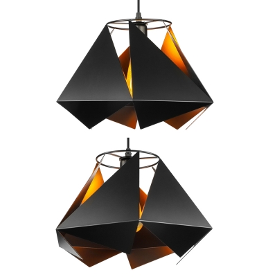 Industrial Pendant Light with 15''W Sheet Iron Shade, Black/White