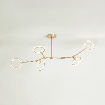 Plastic Looped Hanging Lamp Nordic Style 5/6/7 Lights Chandelier Lighting in Warm/White for Sitting Room