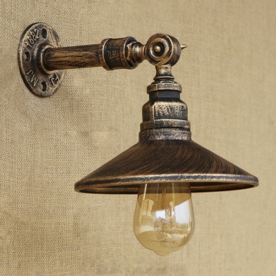 Vintage 1-Light Aged Brass Wall Sconces Industrial Iron Lighting Fixture