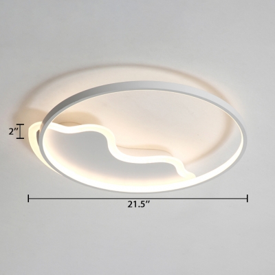 White Halo Ring Ceiling Light with Wavy Pattern Modern Chic Acrylic LED Flush Light for Hallway Corridor