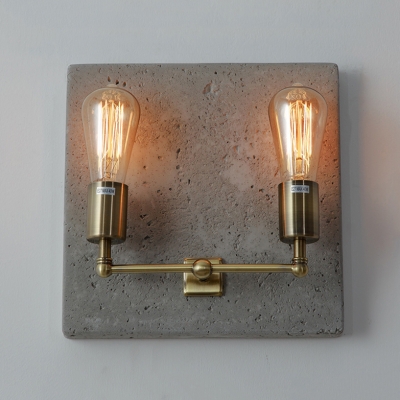 Edison Bulb Sconce Light Vintage Antique-Style Metal 2 Lights Wall Lamp in Aged Brass for Corridor