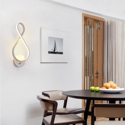 Black/White Twisted Wall Mount Light Simple Concise Metallic LED Wall Sconce for Hallway Sitting Room