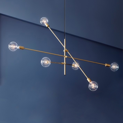 Minimalist Open Bulb Suspension Light Metal Multi Light Lighting Fixture for Sitting Room