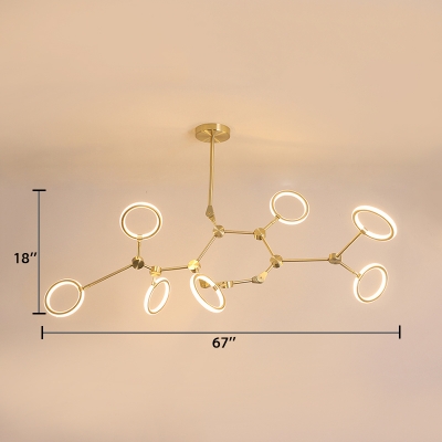 Plastic Looped Hanging Lamp Nordic Style 5/6/7 Lights Chandelier Lighting in Warm/White for Sitting Room