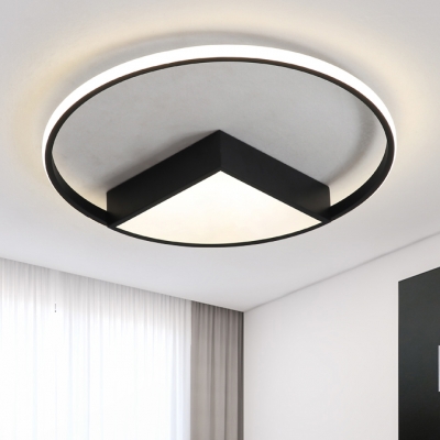 Thin Ring Ceiling Flush Mount Contemporary Acrylic Energy Saving LED Flush Mount in Black/White