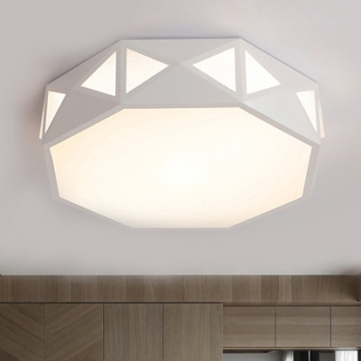White Polygon LED Lighting Fixture with Acrylic Shade Simple Modern Flush Light Fixture for Study Room