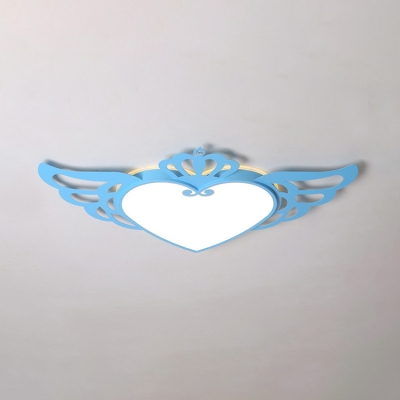 Angel Wing Surface Mount LED Light Blue/Pink Flush Light with Acrylic Shade for Amusement Park