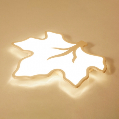 Coffee/White Maple Leaf Indoor Lighting Acrylic Energy Saving LED Flush Mount Lighting for Nursing Room
